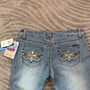 Angels Women's Blue Boot Cut Jeans with Embroidery